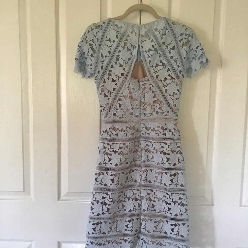 Reiss Pale Blue Floral Lace Dress 2 - Picture 6 of 8